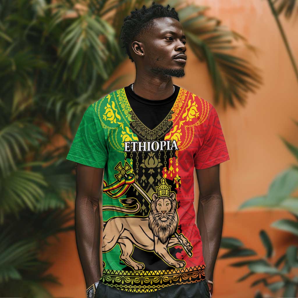 Personalised Afro Ethiopia T shirt Lion Of Judah - African Pattern LT15
