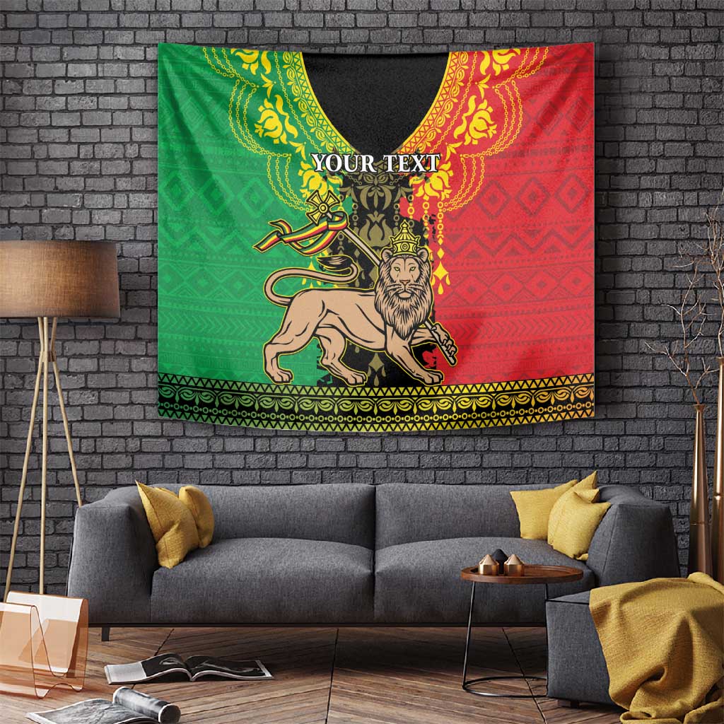 Personalised Afro Ethiopia Tapestry Lion Of Judah - African Pattern LT15