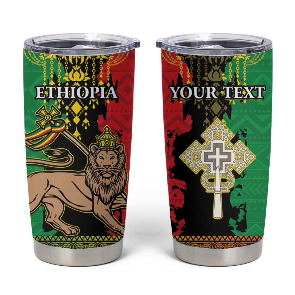 Personalised Afro Ethiopia Tumbler Cup Lion Of Judah - African Pattern LT15