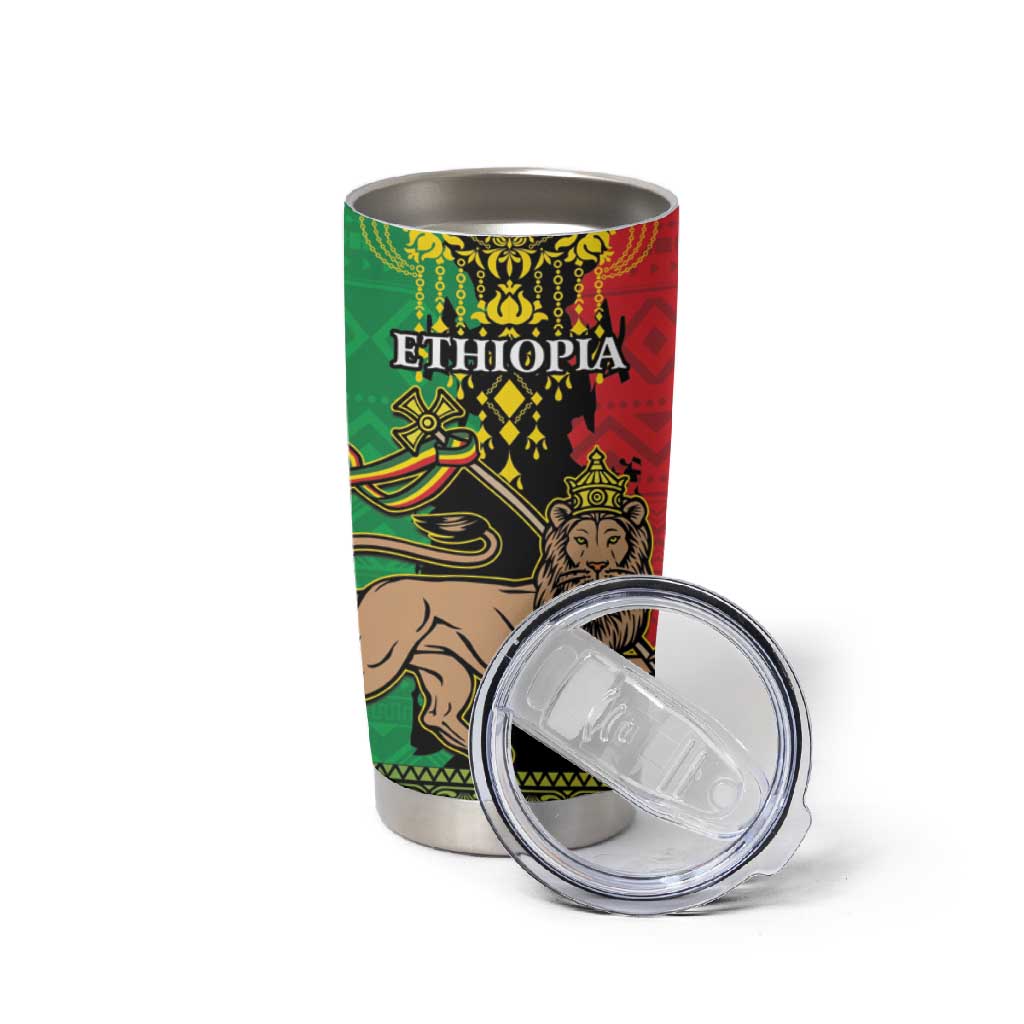 Personalised Afro Ethiopia Tumbler Cup Lion Of Judah - African Pattern LT15