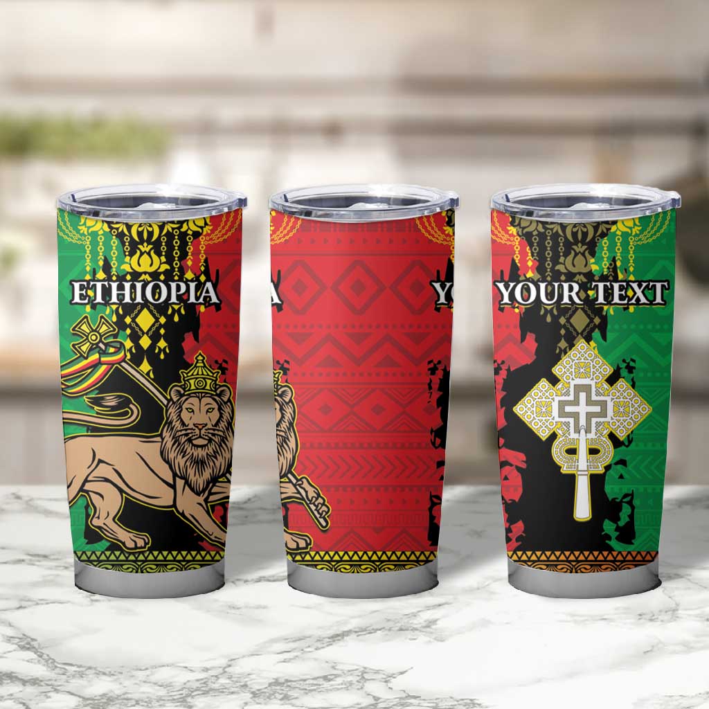 Personalised Afro Ethiopia Tumbler Cup Lion Of Judah - African Pattern LT15