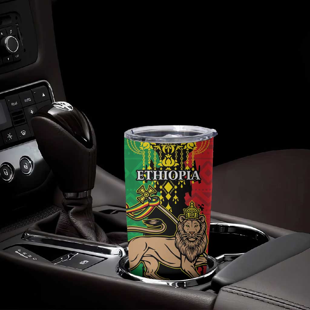 Personalised Afro Ethiopia Tumbler Cup Lion Of Judah - African Pattern LT15