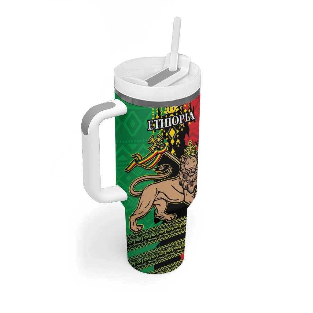 Personalised Afro Ethiopia Tumbler With Handle Lion Of Judah - African Pattern LT15