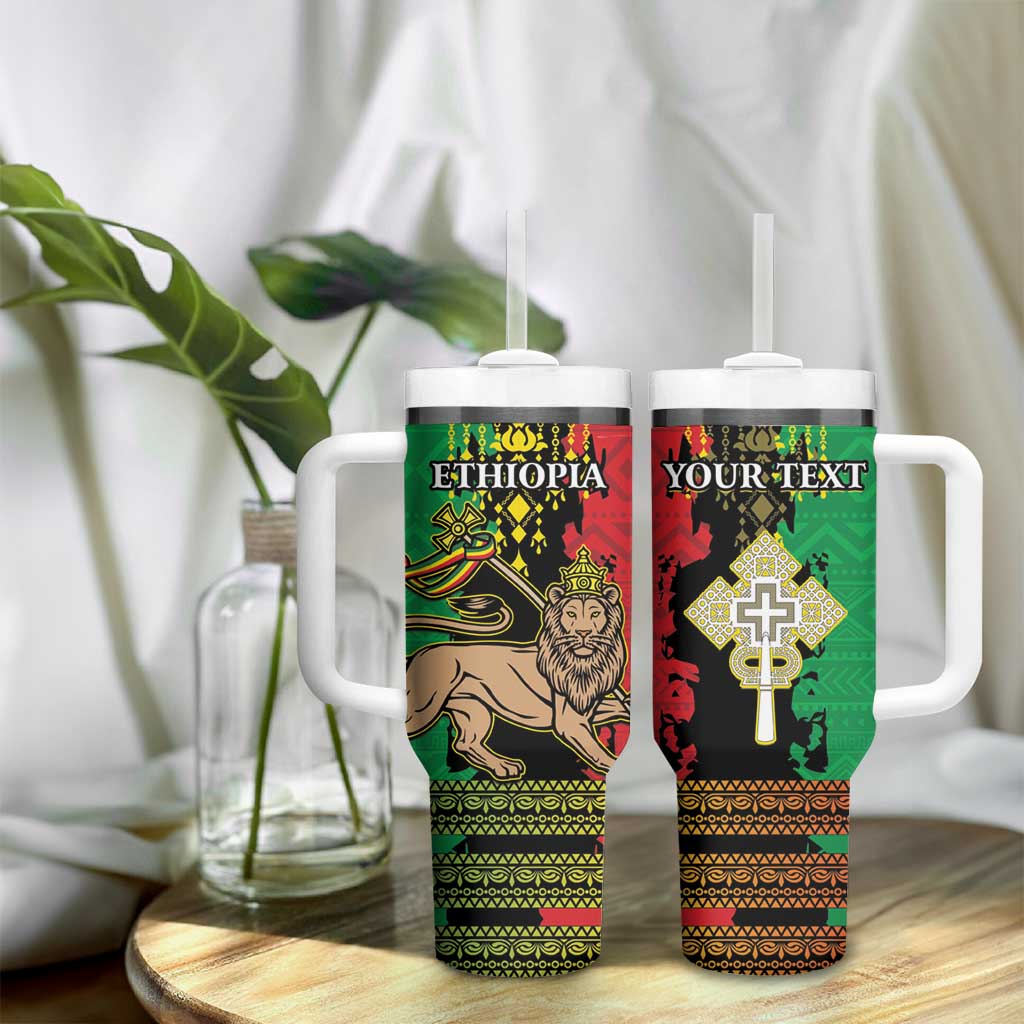 Personalised Afro Ethiopia Tumbler With Handle Lion Of Judah - African Pattern LT15
