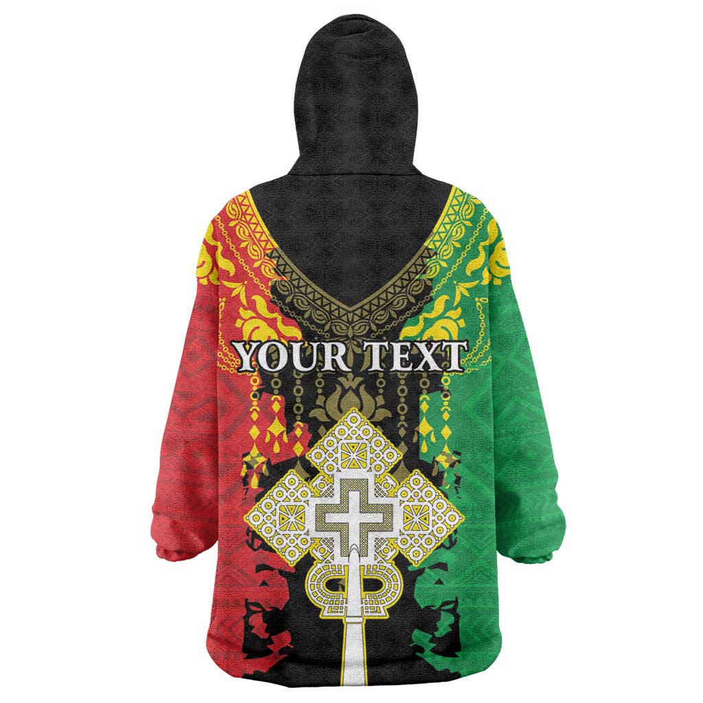 Personalised Afro Ethiopia Wearable Blanket Hoodie Lion Of Judah - African Pattern LT15