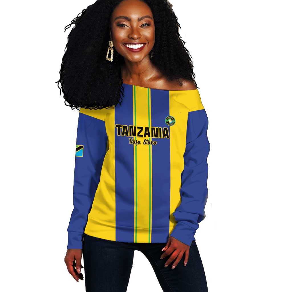 Custom Afro Tanzania Football Off Shoulder Sweater We Are Champions LT15