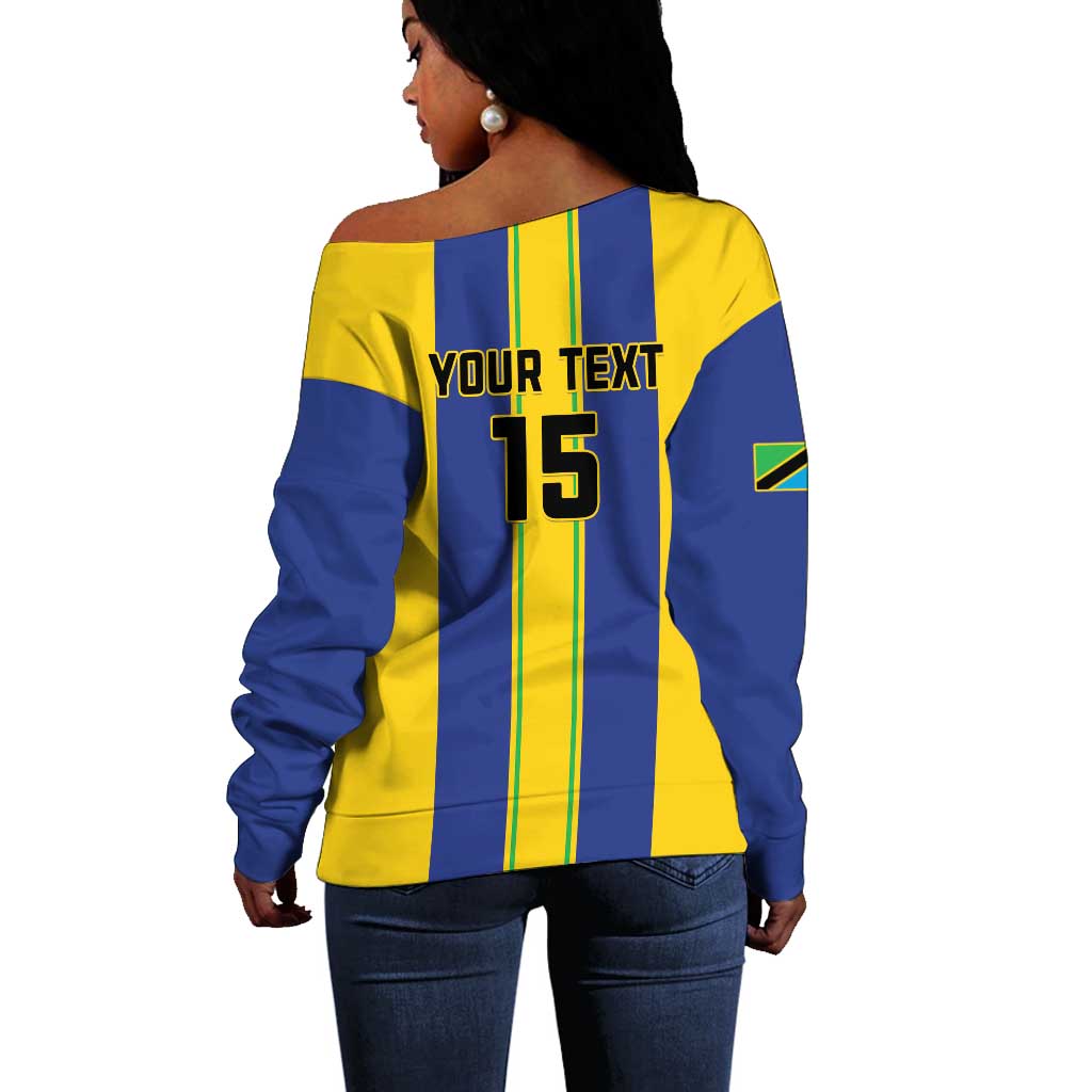 Custom Afro Tanzania Football Off Shoulder Sweater We Are Champions LT15