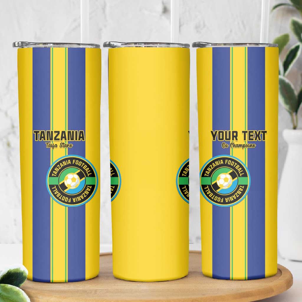 Custom Afro Tanzania Football Skinny Tumbler We Are Champions LT15