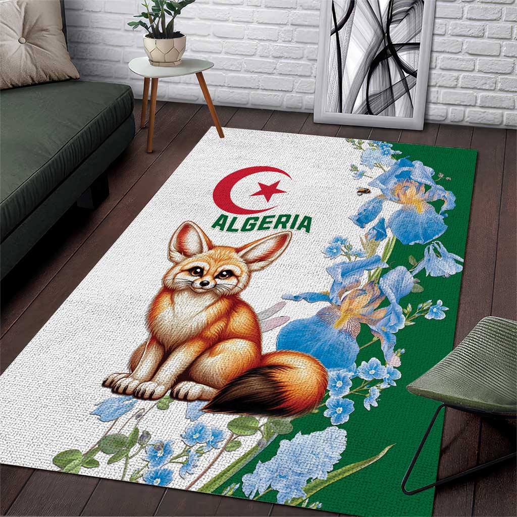 Afro Algeria Area Rug Fennec Fox With Blue Isris Flower LT15
