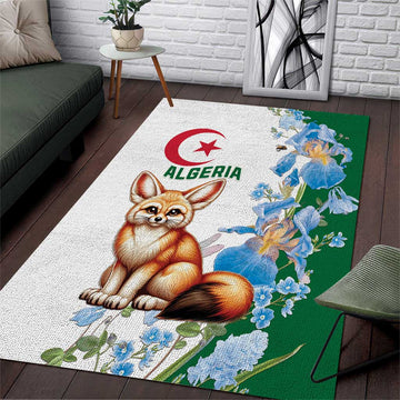 Afro Algeria Area Rug Fennec Fox With Blue Isris Flower LT15