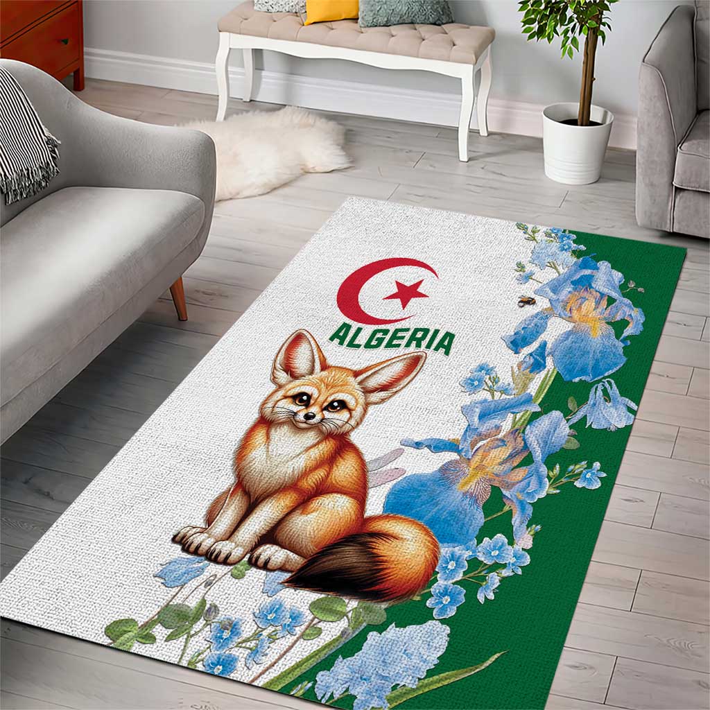 Afro Algeria Area Rug Fennec Fox With Blue Isris Flower LT15