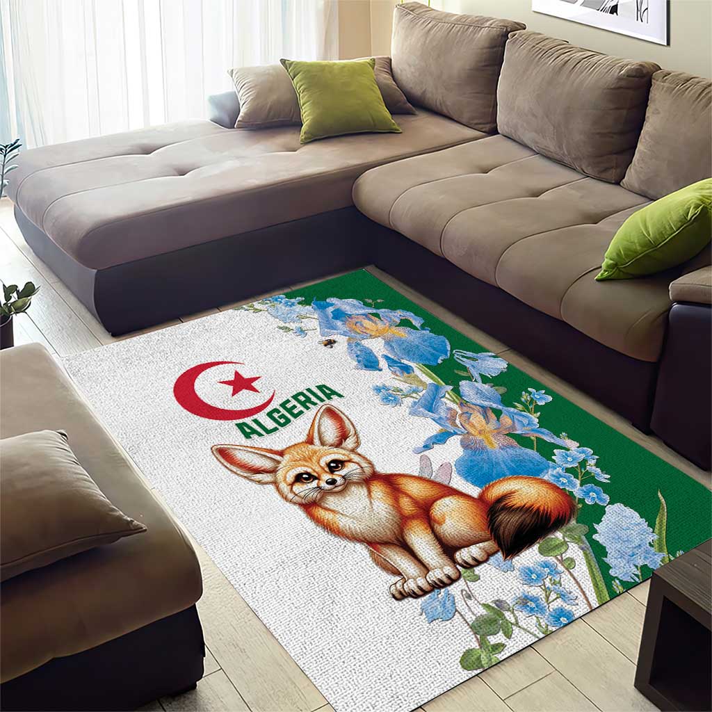 Afro Algeria Area Rug Fennec Fox With Blue Isris Flower LT15