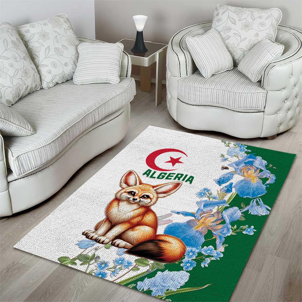 Afro Algeria Area Rug Fennec Fox With Blue Isris Flower LT15