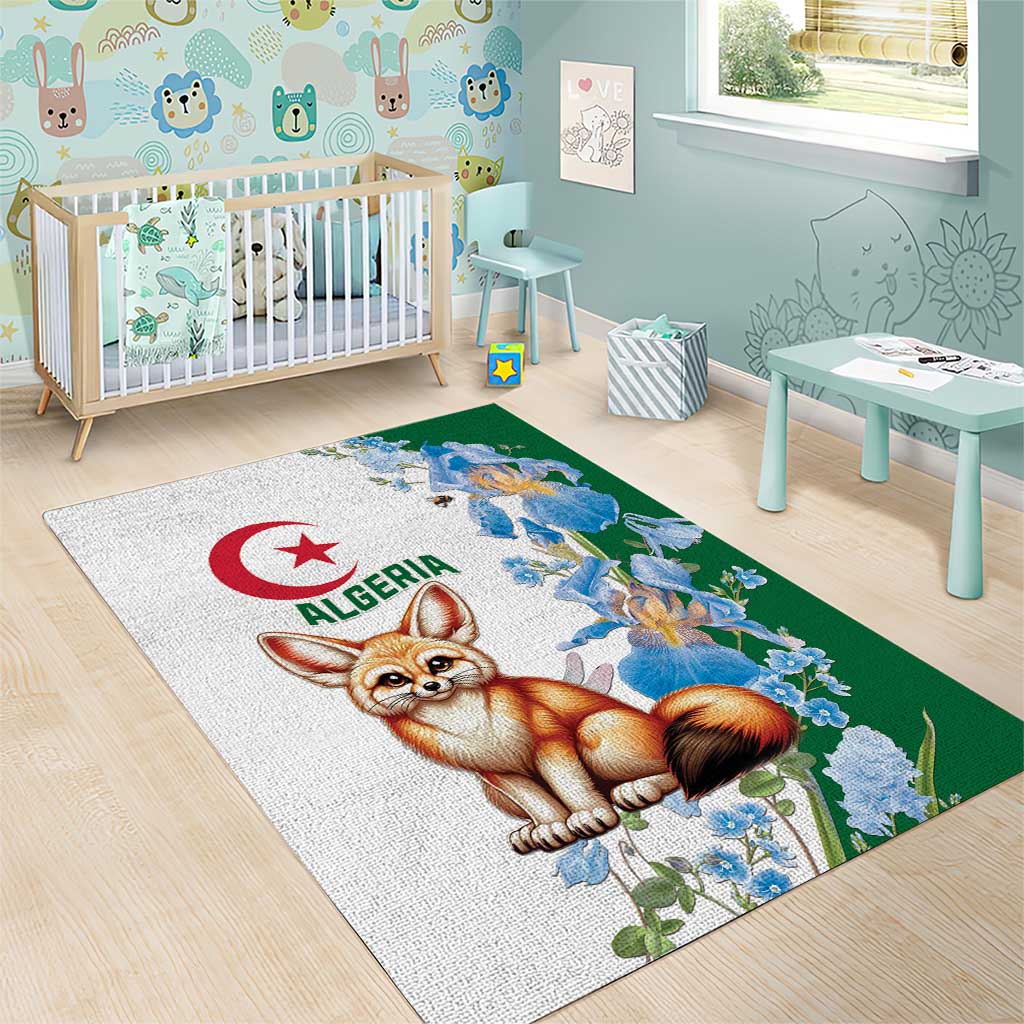 Afro Algeria Area Rug Fennec Fox With Blue Isris Flower LT15