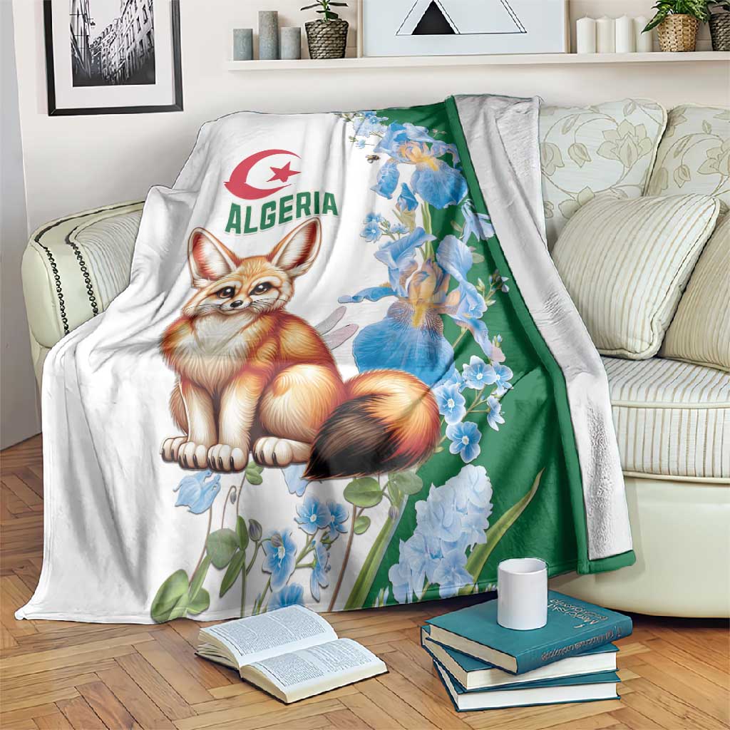 Afro Algeria Blanket Fennec Fox With Blue Isris Flower LT15
