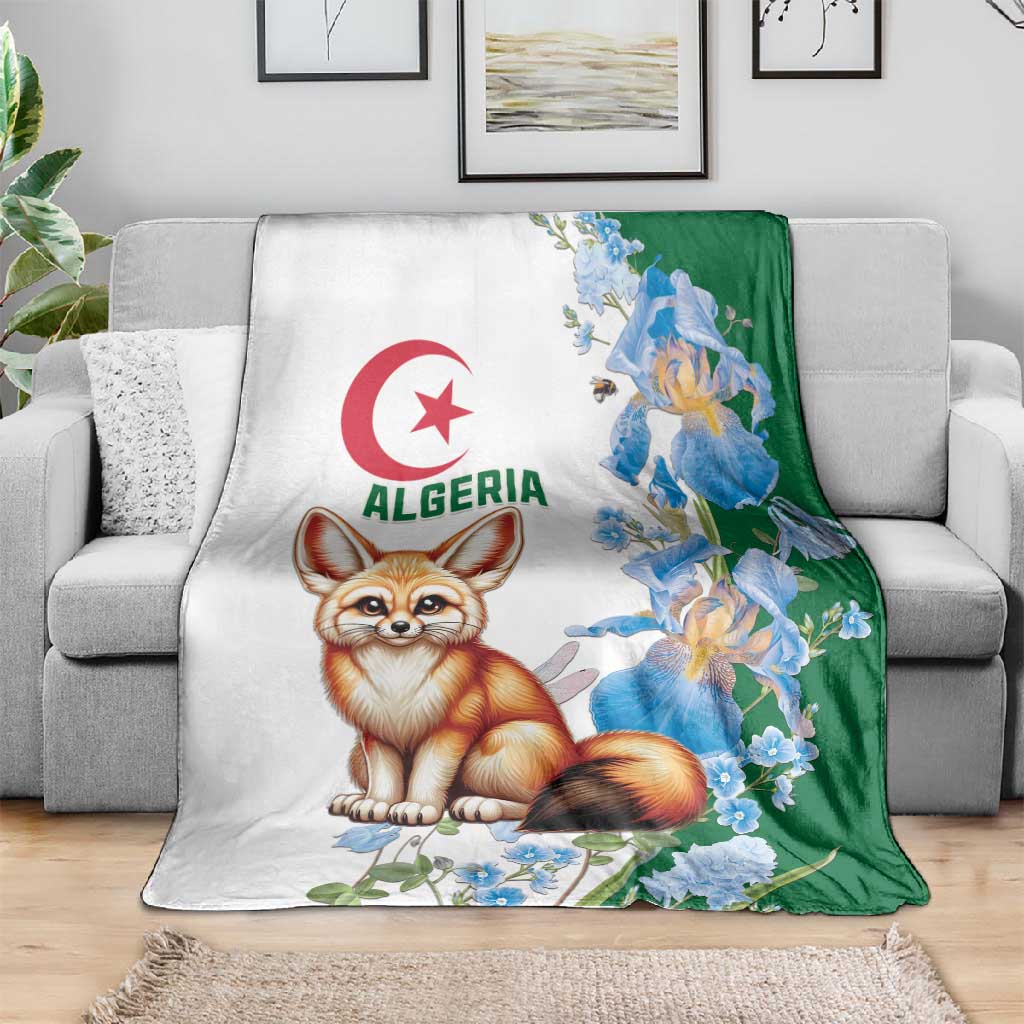 Afro Algeria Blanket Fennec Fox With Blue Isris Flower LT15