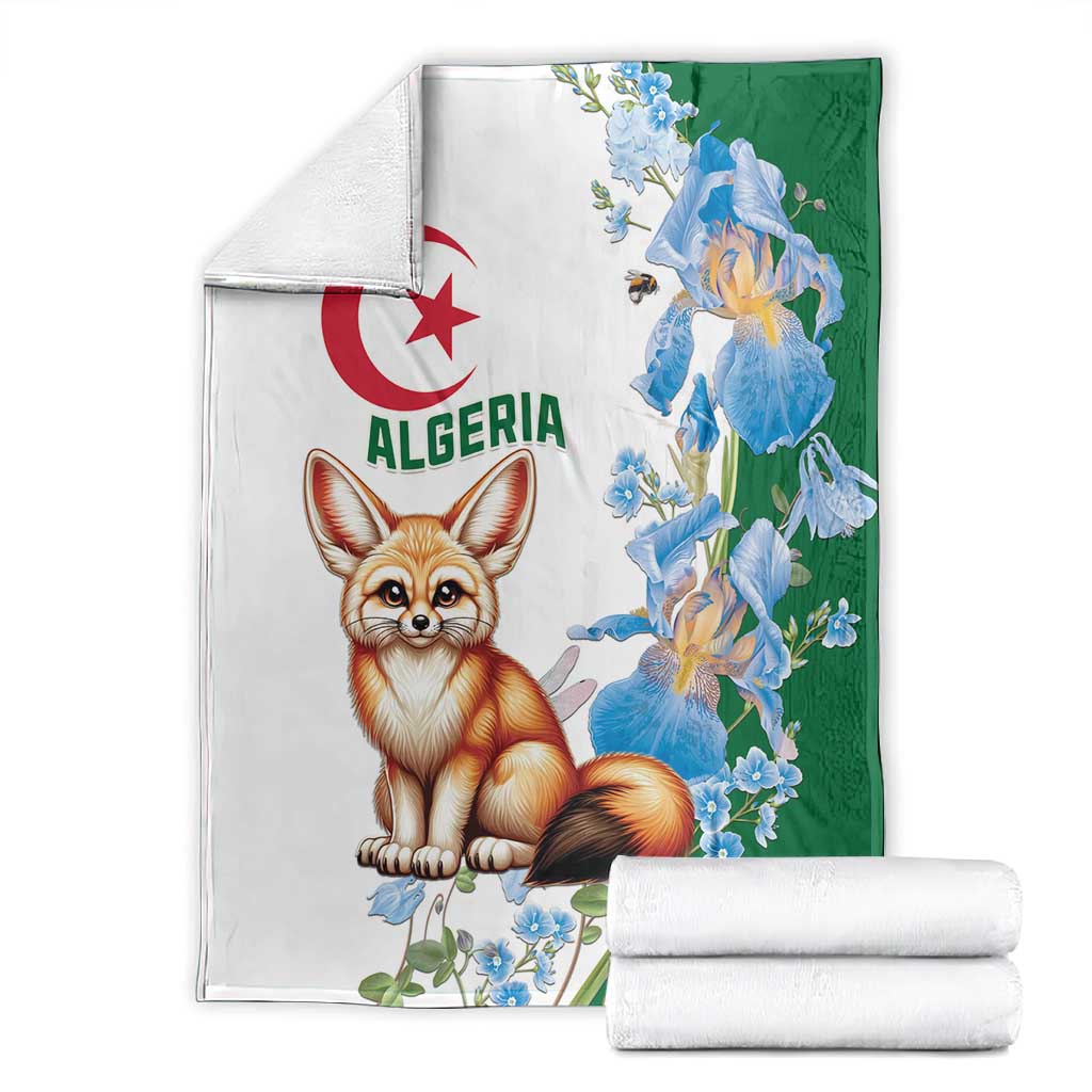 Afro Algeria Blanket Fennec Fox With Blue Isris Flower LT15