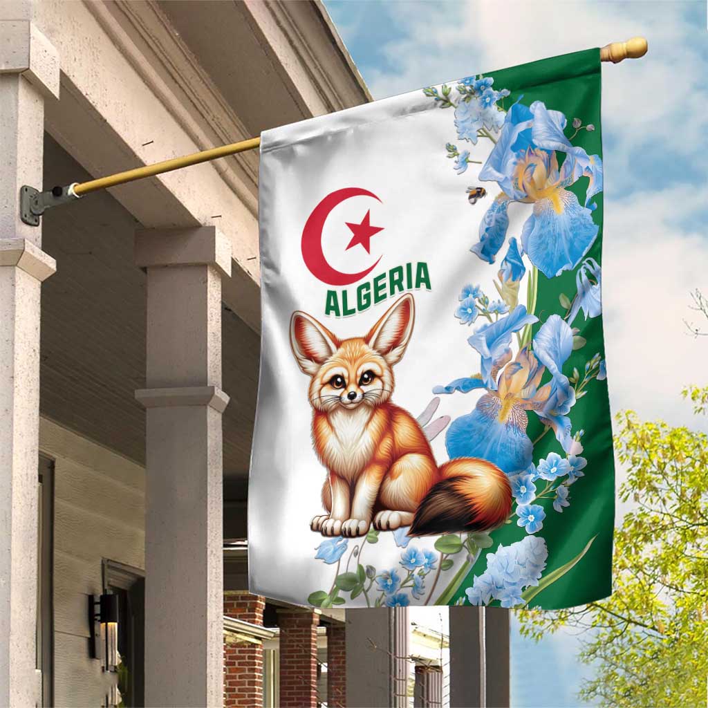 Afro Algeria Garden Flag Fennec Fox With Blue Isris Flower LT15