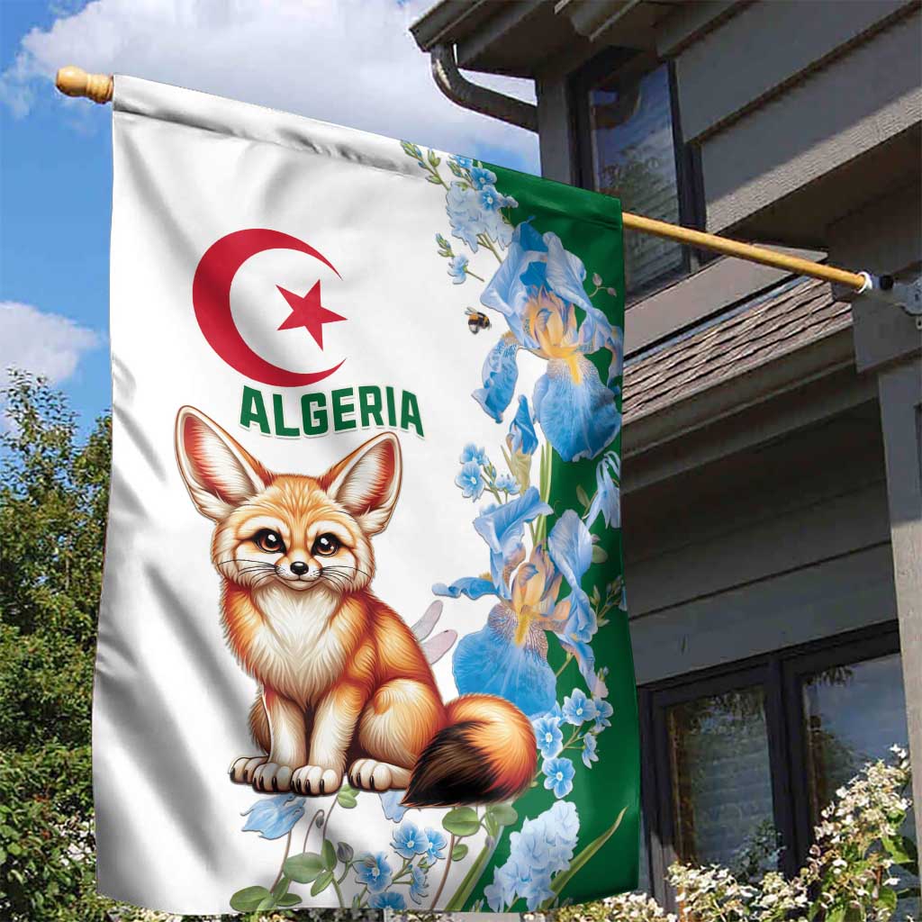 Afro Algeria Garden Flag Fennec Fox With Blue Isris Flower LT15