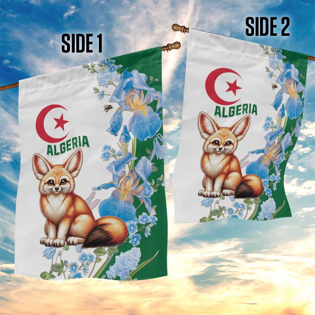Afro Algeria Garden Flag Fennec Fox With Blue Isris Flower LT15