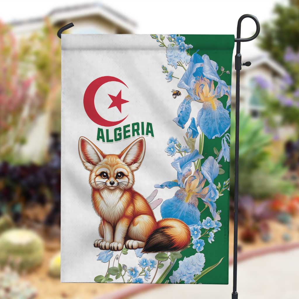 Afro Algeria Garden Flag Fennec Fox With Blue Isris Flower LT15
