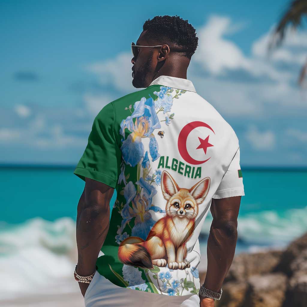 Afro Algeria Hawaiian Shirt Fennec Fox With Blue Isris Flower LT15