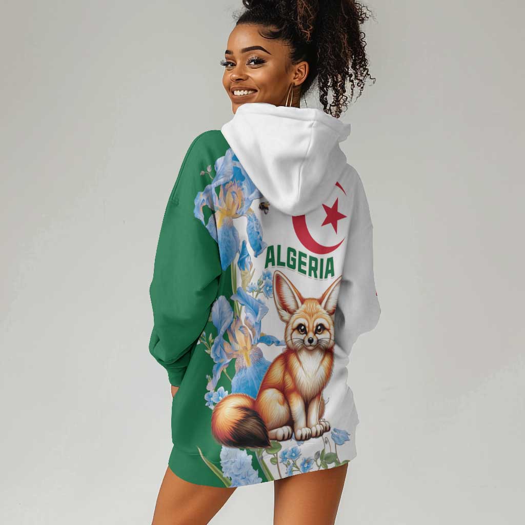 Afro Algeria Hoodie Dress Fennec Fox With Blue Isris Flower LT15