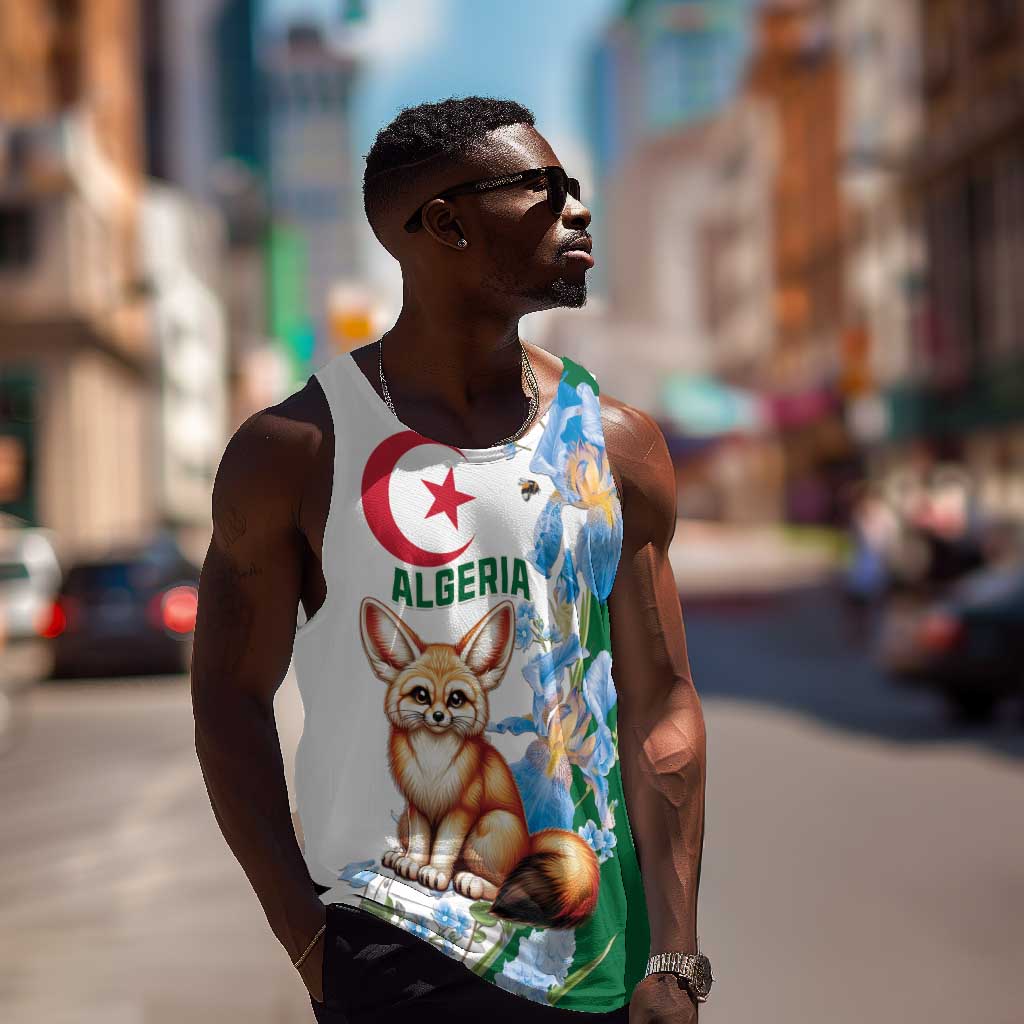 Afro Algeria Men Tank Top Fennec Fox With Blue Isris Flower LT15