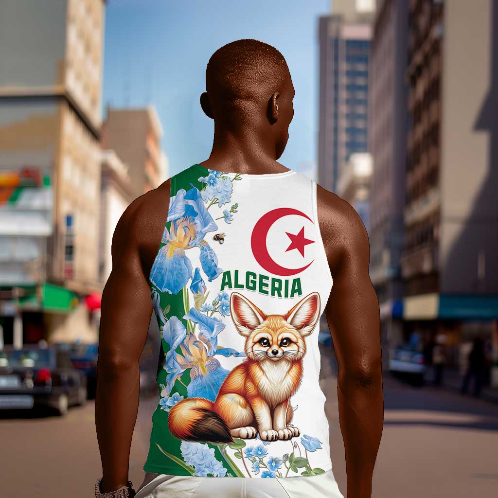 Afro Algeria Men Tank Top Fennec Fox With Blue Isris Flower LT15