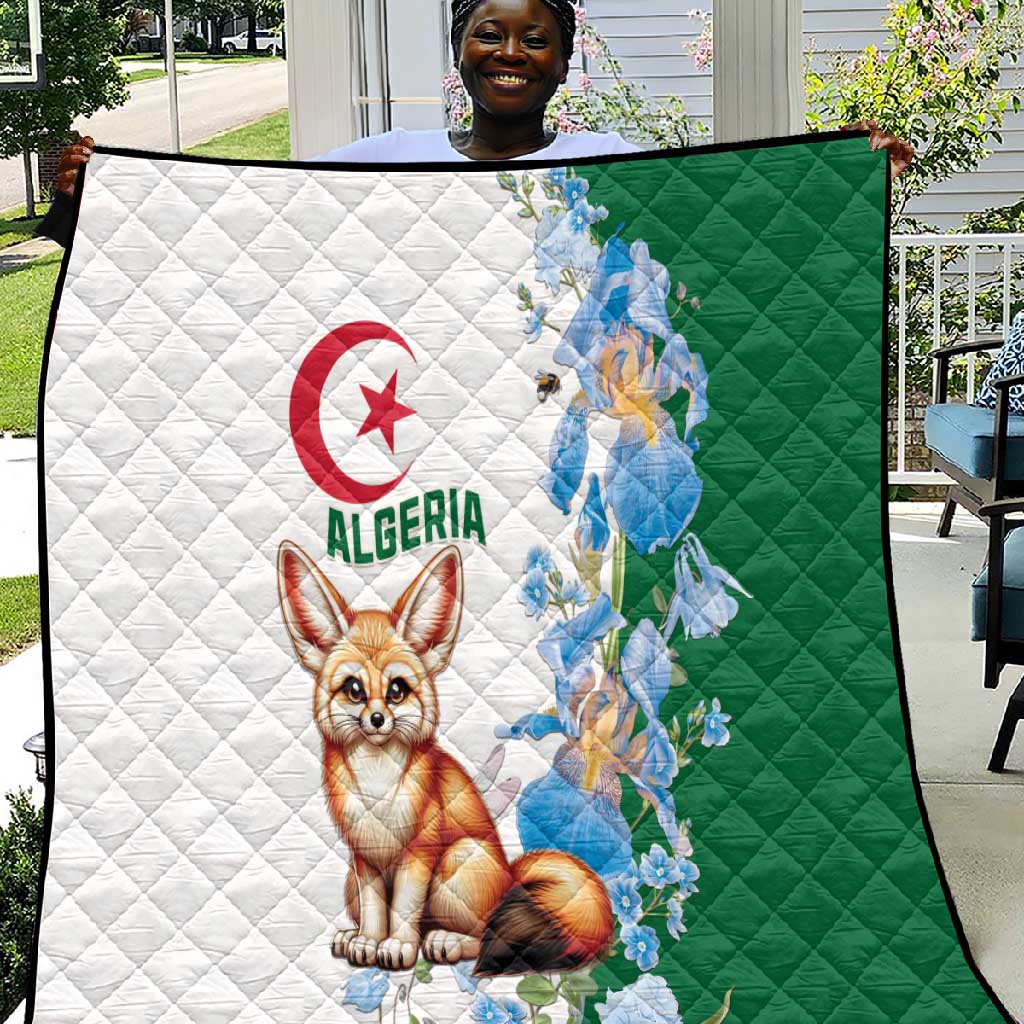 Afro Algeria Quilt Fennec Fox With Blue Isris Flower LT15