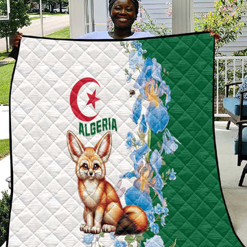 Afro Algeria Quilt Fennec Fox With Blue Isris Flower LT15