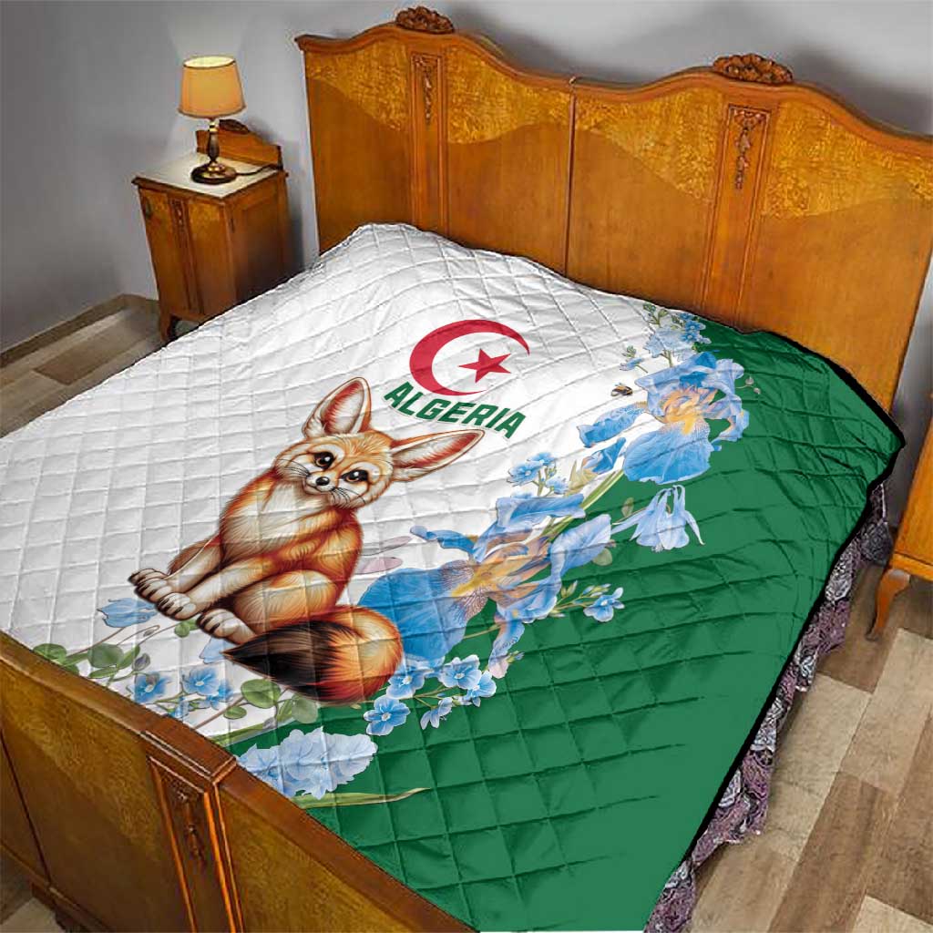 Afro Algeria Quilt Fennec Fox With Blue Isris Flower LT15