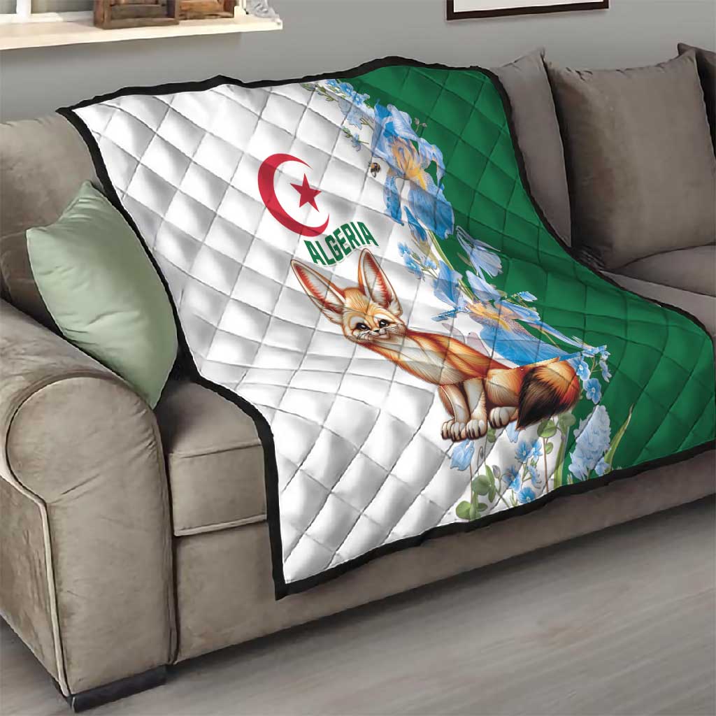 Afro Algeria Quilt Fennec Fox With Blue Isris Flower LT15