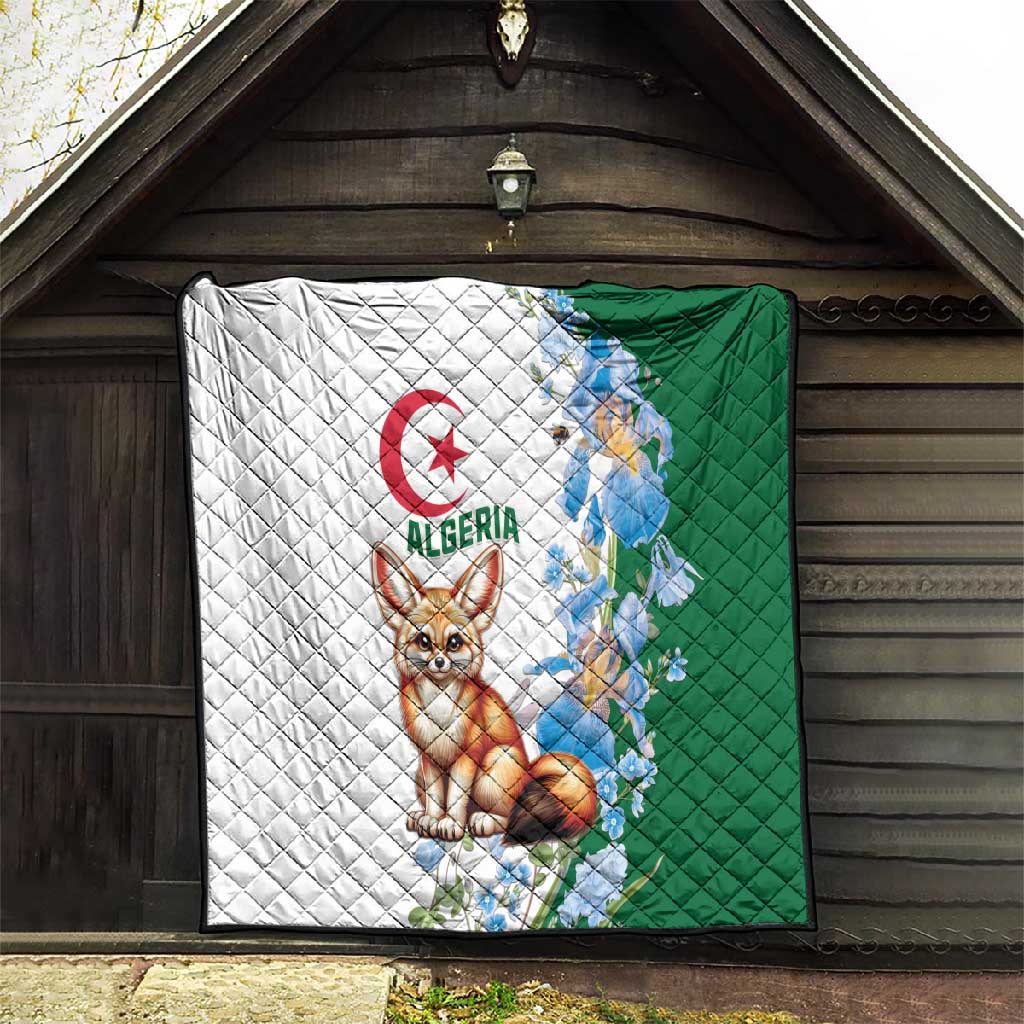 Afro Algeria Quilt Fennec Fox With Blue Isris Flower LT15
