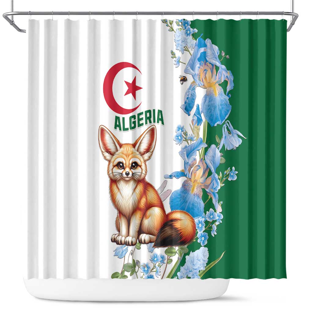 Algeria Fennec Fox Shower Curtain Blue Isris Flower LT15