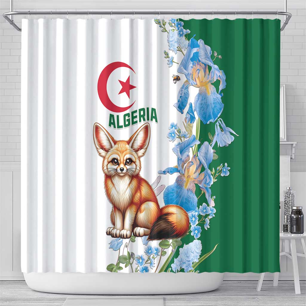 Algeria Fennec Fox Shower Curtain Blue Isris Flower LT15