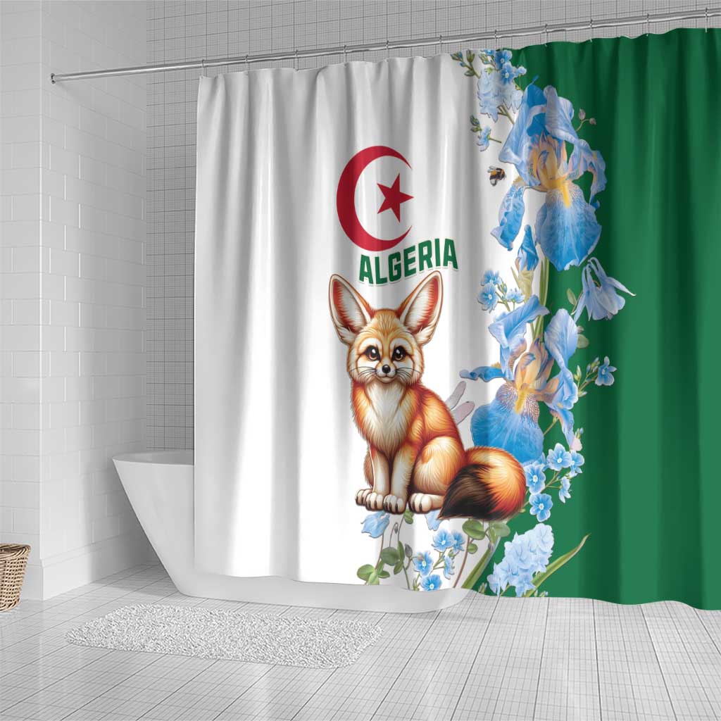 Algeria Fennec Fox Shower Curtain Blue Isris Flower LT15
