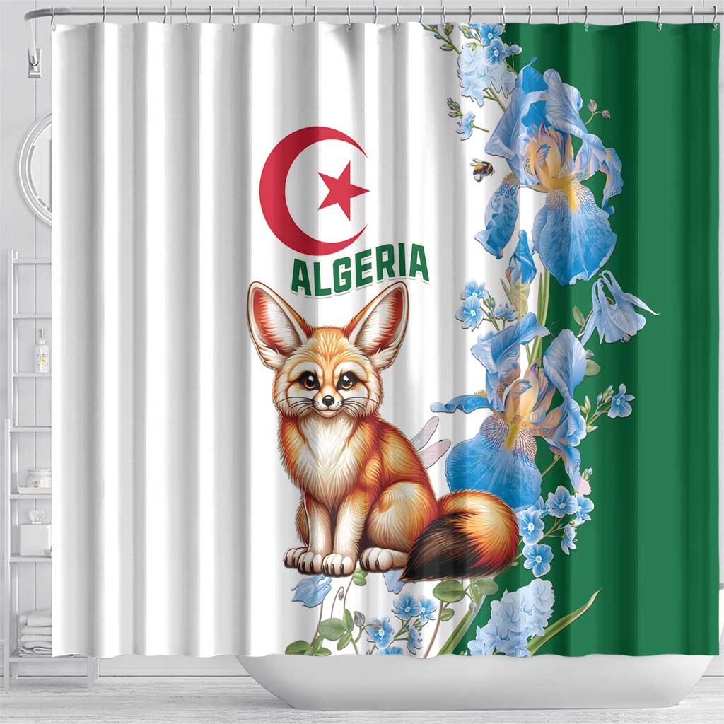 Algeria Fennec Fox Shower Curtain Blue Isris Flower LT15