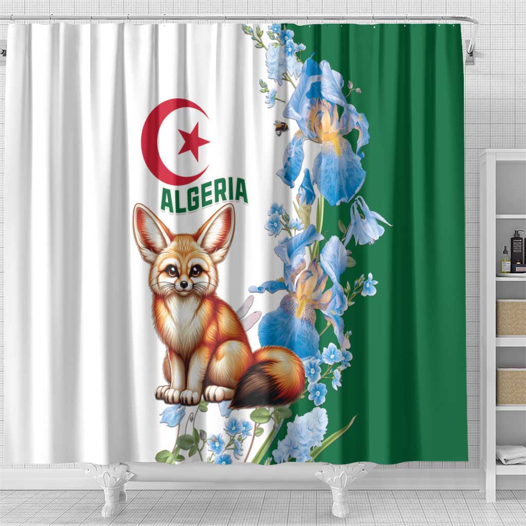 Algeria Fennec Fox Shower Curtain Blue Isris Flower LT15