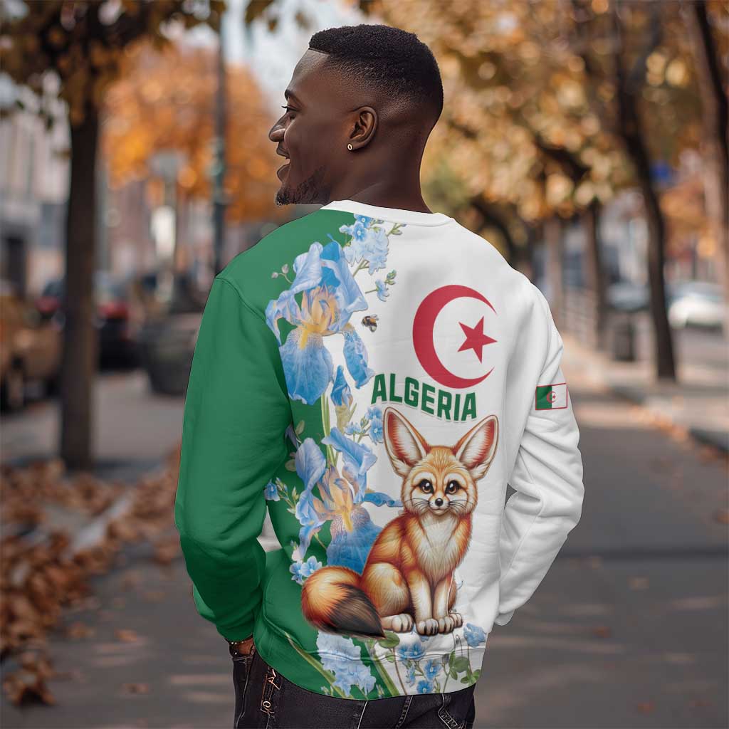 Afro Algeria Sweatshirt Fennec Fox With Blue Isris Flower LT15