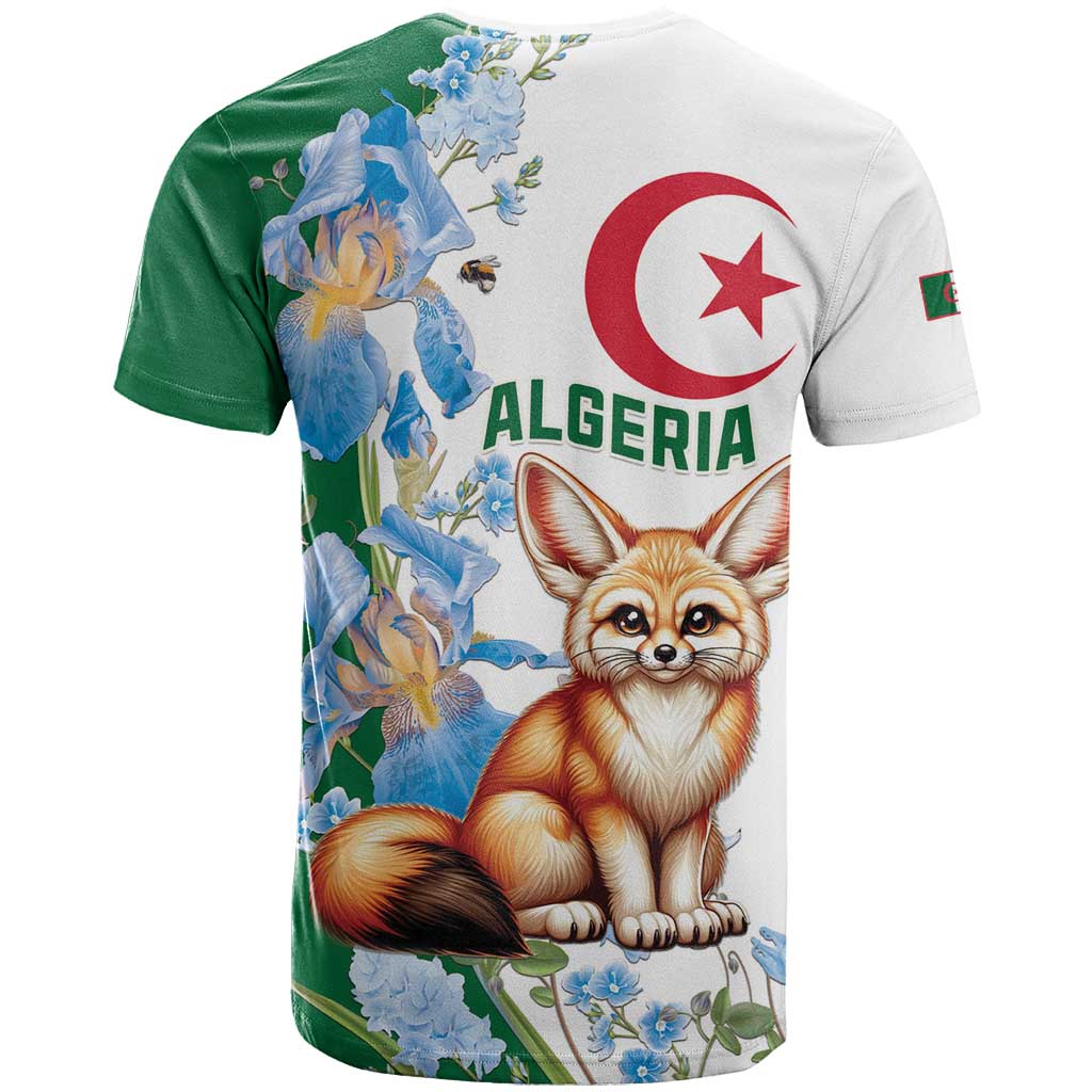 Afro Algeria T shirt Fennec Fox With Blue Isris Flower LT15