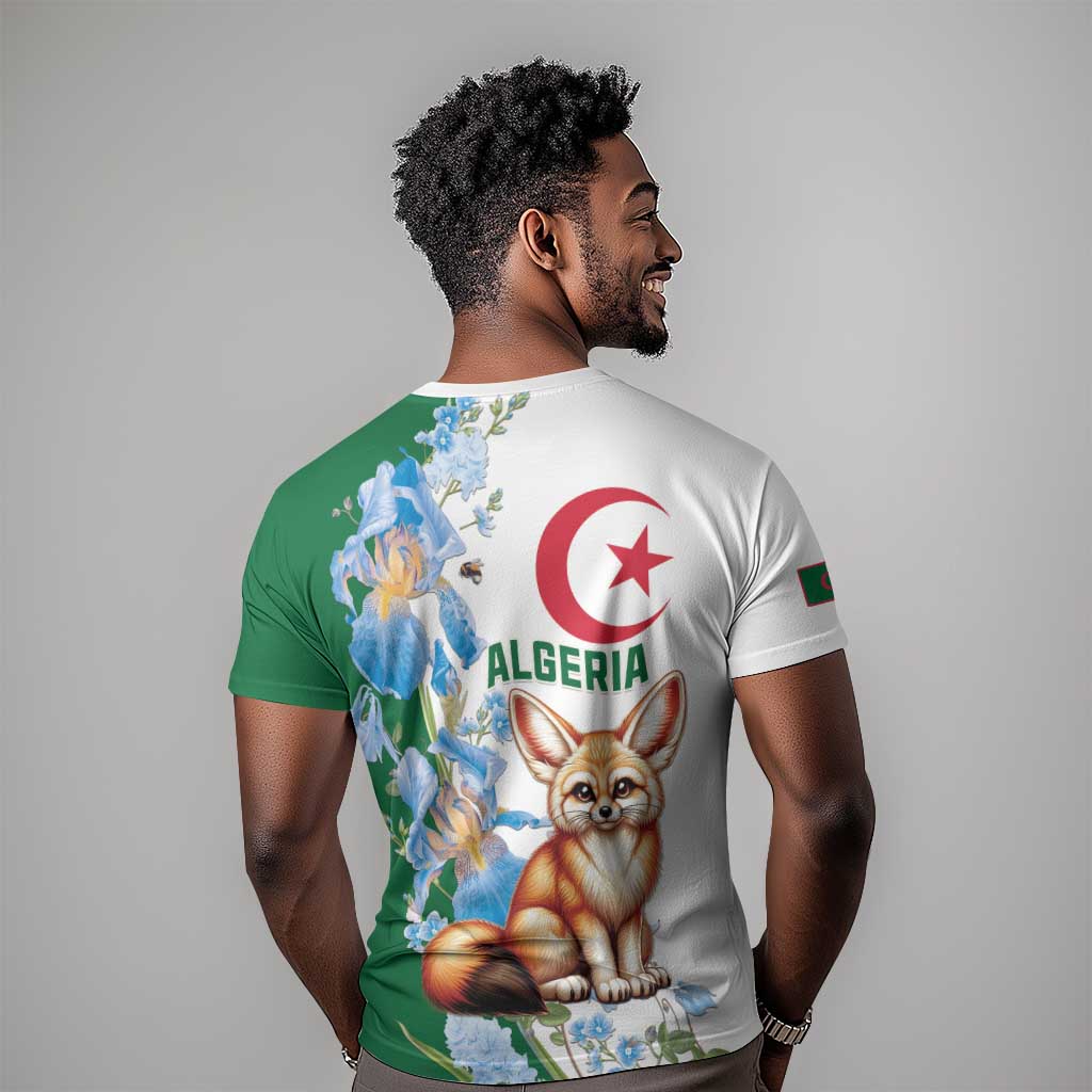 Afro Algeria T shirt Fennec Fox With Blue Isris Flower LT15