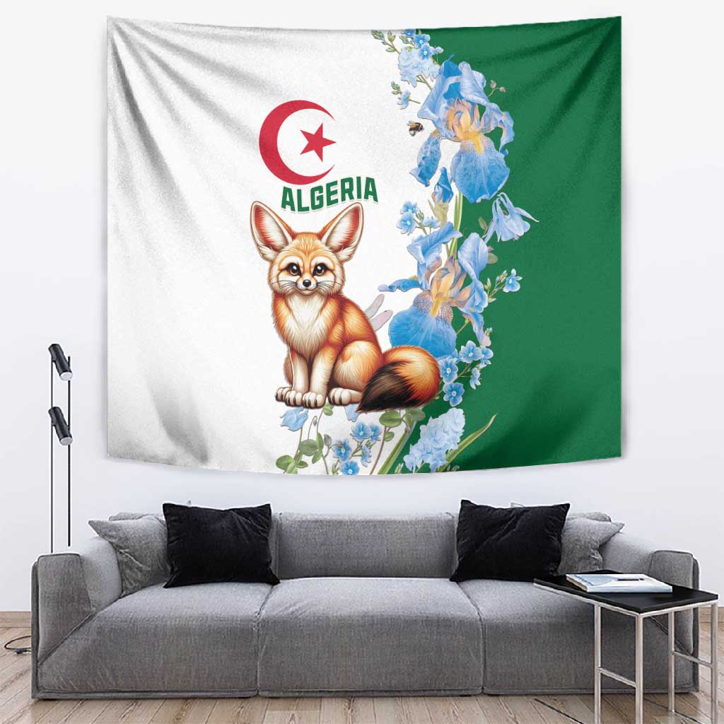 Afro Algeria Tapestry Fennec Fox With Blue Isris Flower LT15