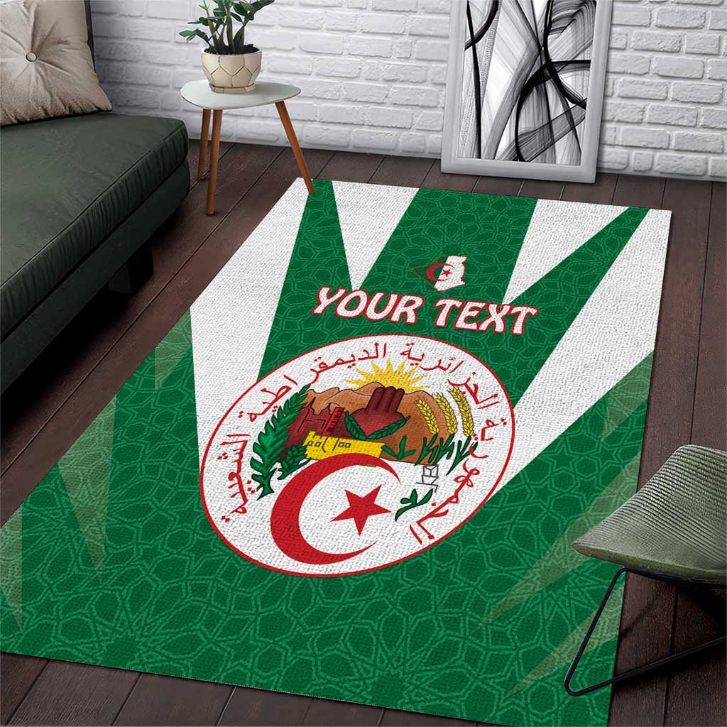 Personalised Afro Algeria Area Rug Coat Of Arms With Islamic Pattern LT15