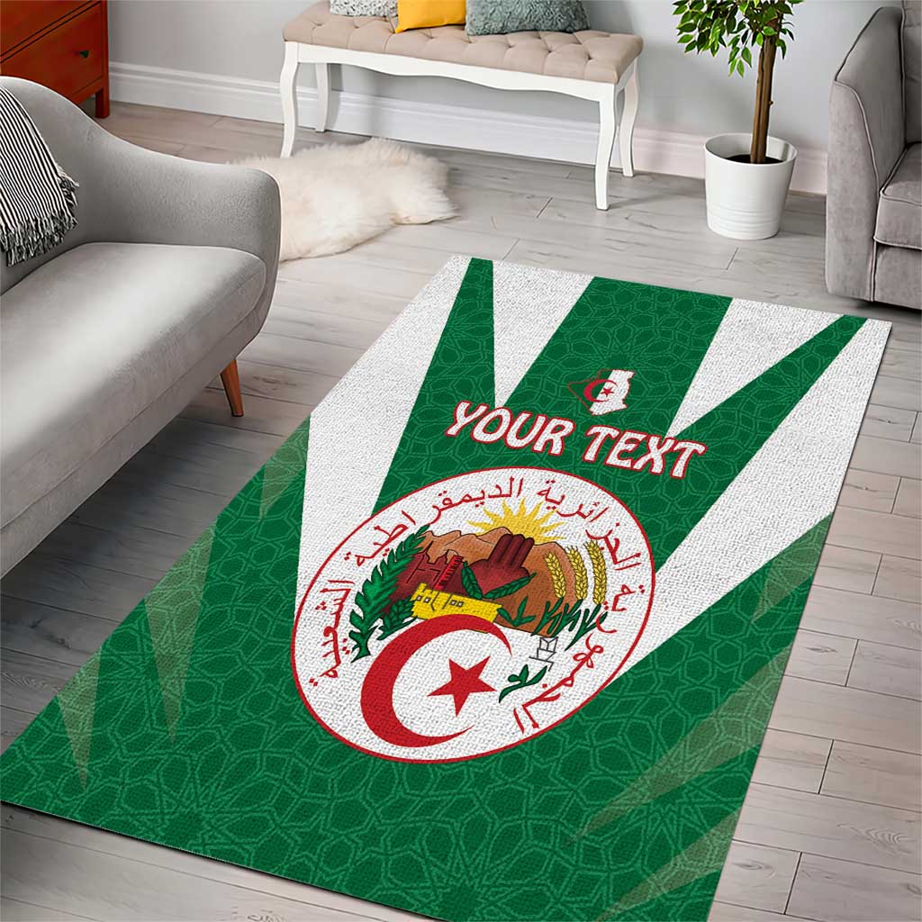 Personalised Afro Algeria Area Rug Coat Of Arms With Islamic Pattern LT15