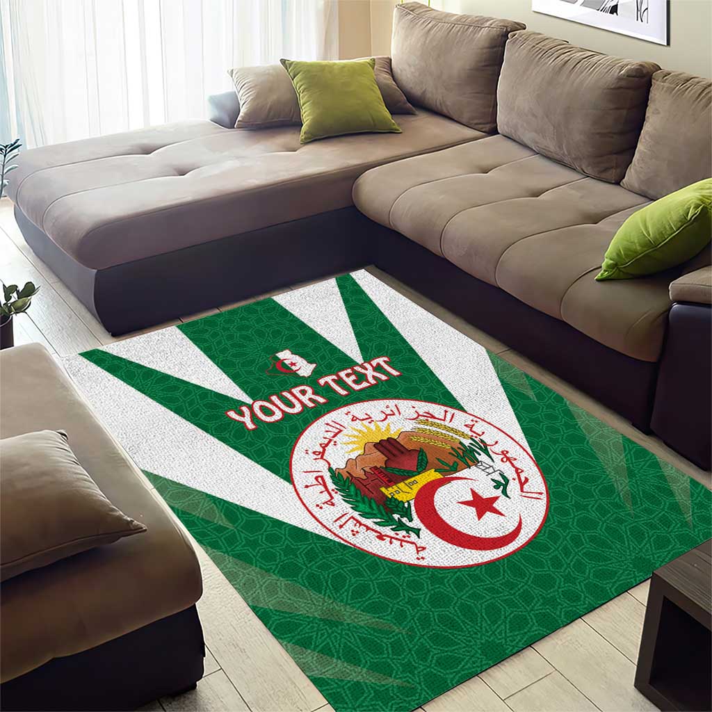 Personalised Afro Algeria Area Rug Coat Of Arms With Islamic Pattern LT15