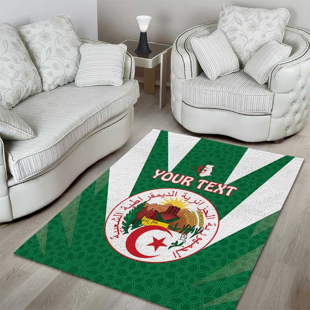 Personalised Afro Algeria Area Rug Coat Of Arms With Islamic Pattern LT15