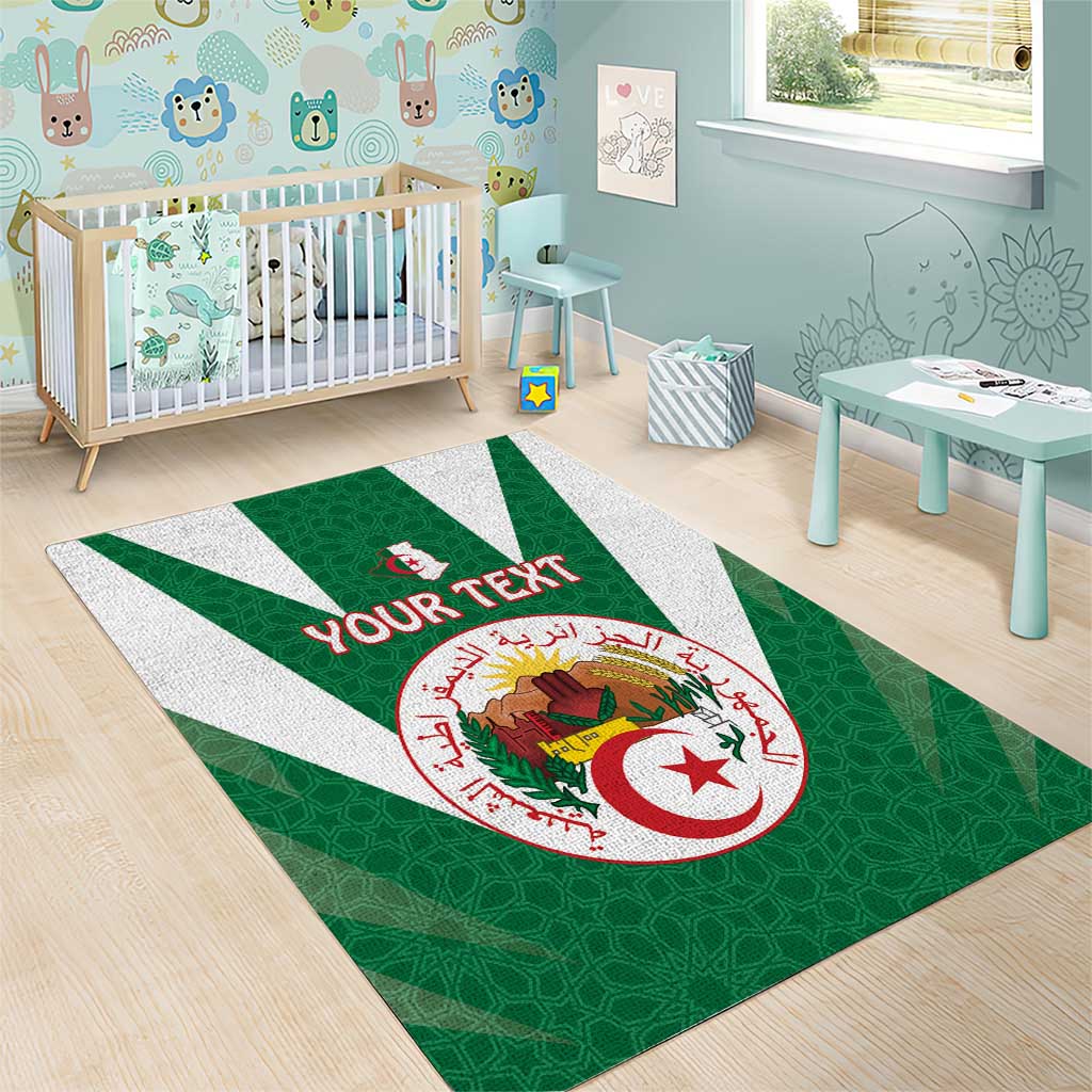 Personalised Afro Algeria Area Rug Coat Of Arms With Islamic Pattern LT15