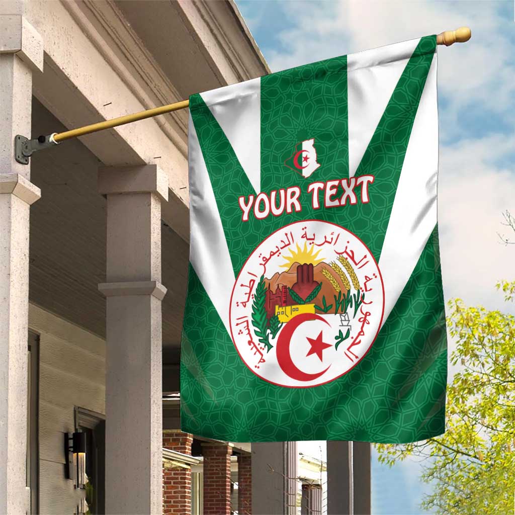 Personalised Afro Algeria Garden Flag Coat Of Arms With Islamic Pattern LT15