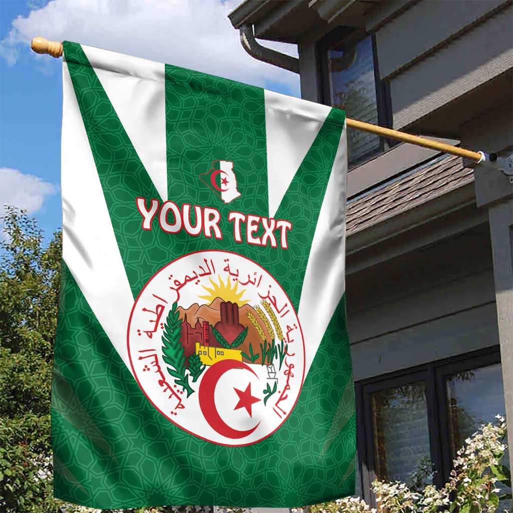 Personalised Afro Algeria Garden Flag Coat Of Arms With Islamic Pattern LT15